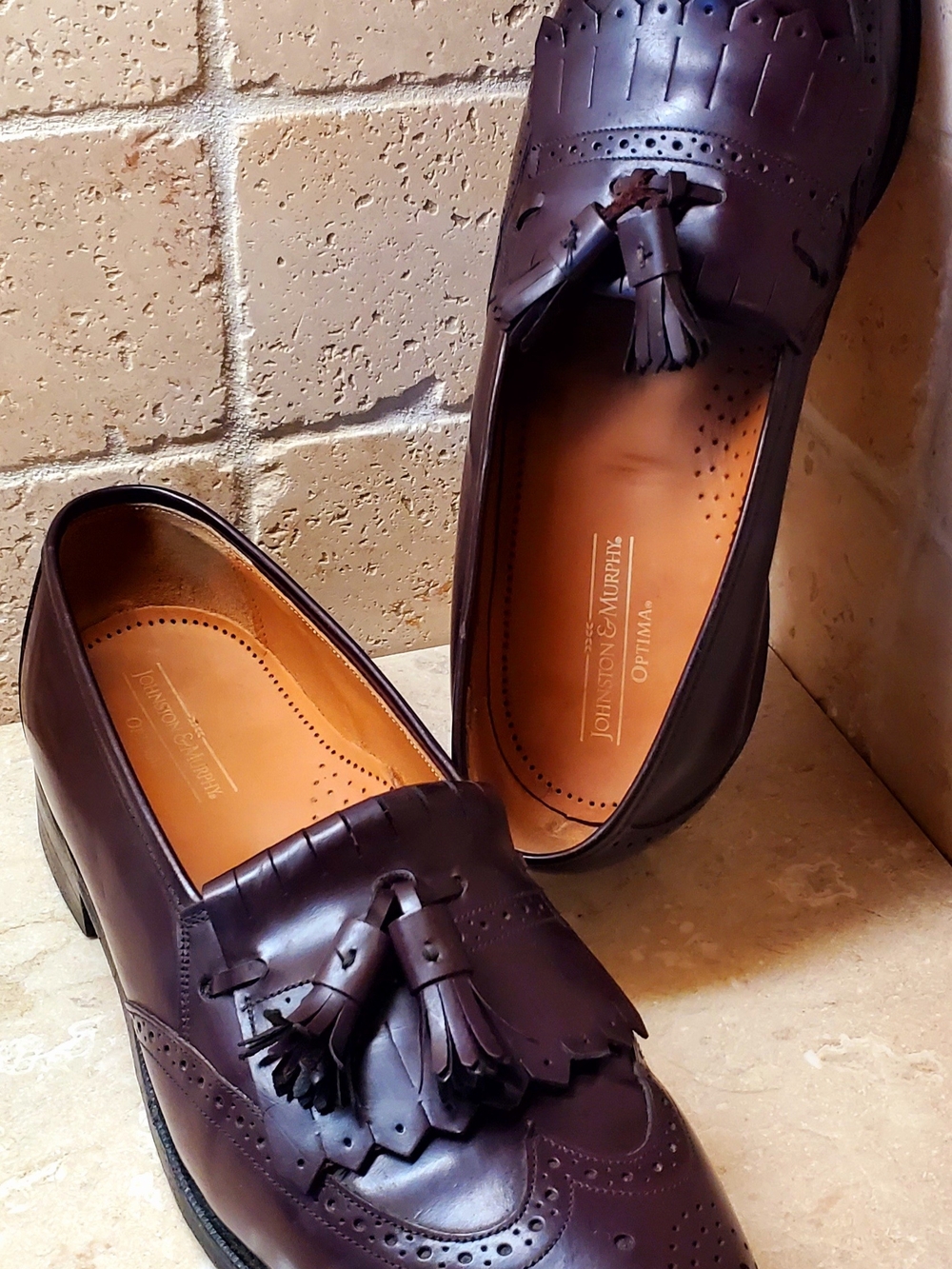 Johnston & Murphy Optima Men's Tassel Kiltie Loafers in Burgundy/Cordovan 10D - Picture 12 of 13